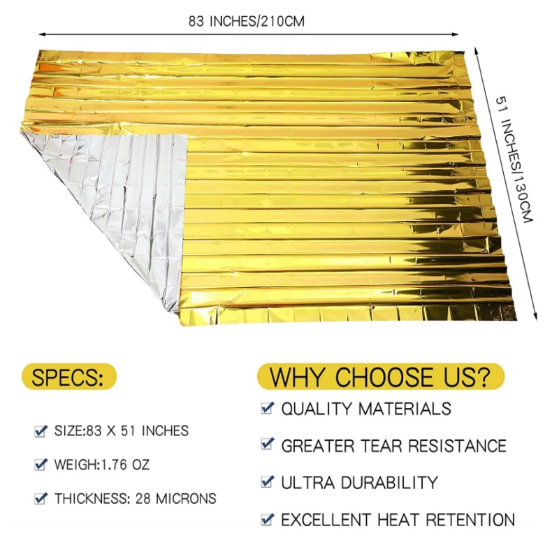 Gold‑Silver Mylar Thermal Surv - Survival Blanket Reflective 评论和价格